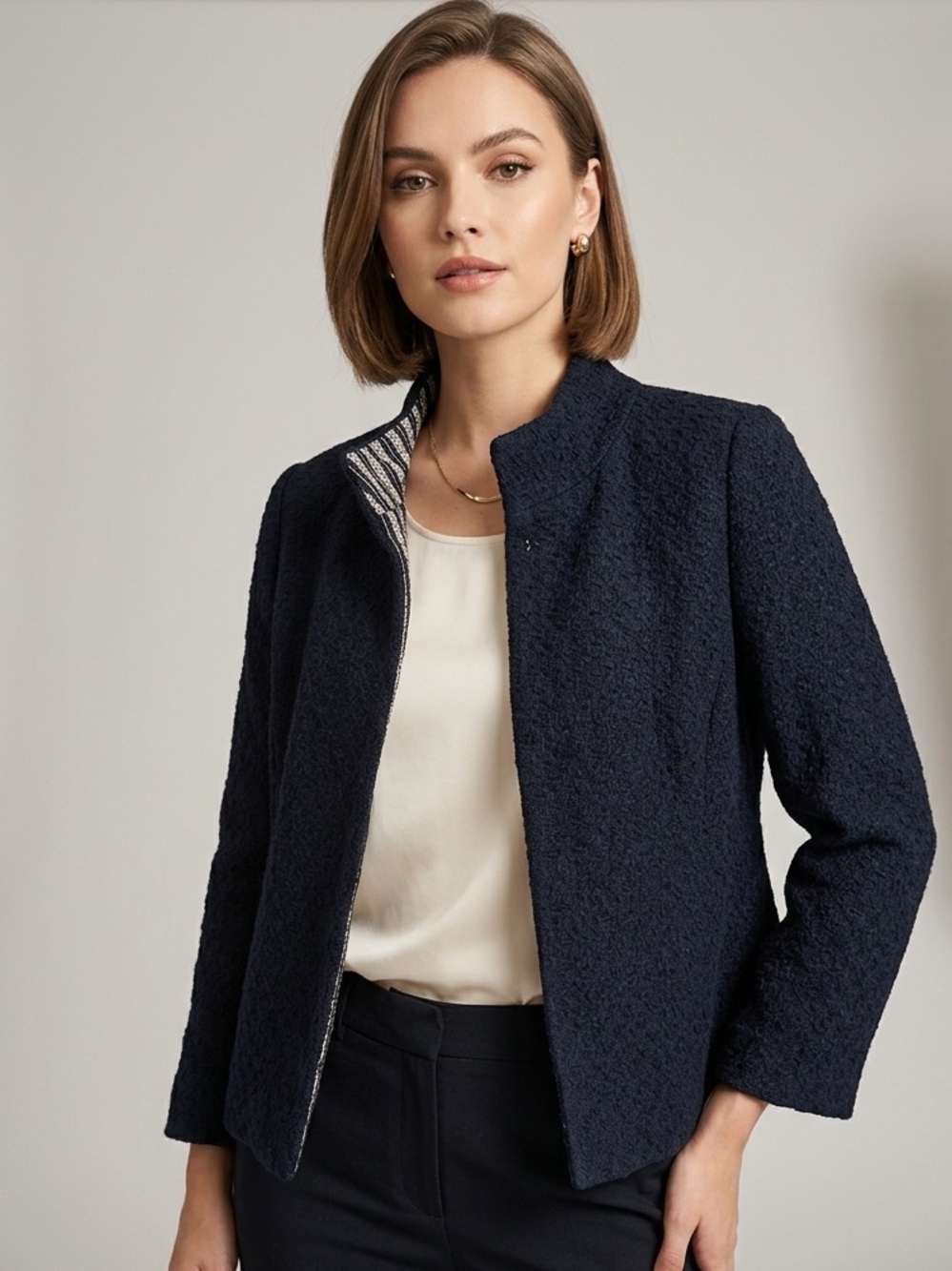 Isaac Mizrahi For Target Blue Basketweave Jacket Blazer Size 10